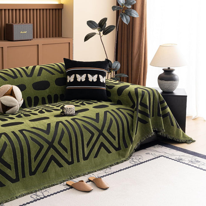 HANDONTIME Boho Couch Cover Geometric Striped Pet Covers