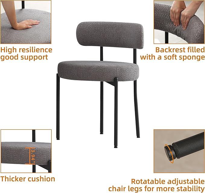 DYHOME Boucle Dining Chairs Set of 4, Upholstered Kitchen Dining Room Chairs,...