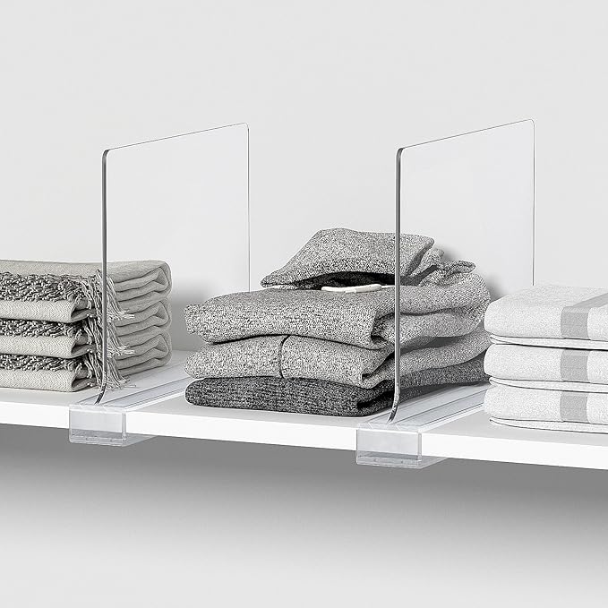12 PCS Shelf Dividers for Closet Organization Acrylic Clear Closet Shelf