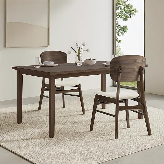 Wooden Dining Chairs Set of 4, Upholstered Modern Dining Room Chairs, Mid Cen...