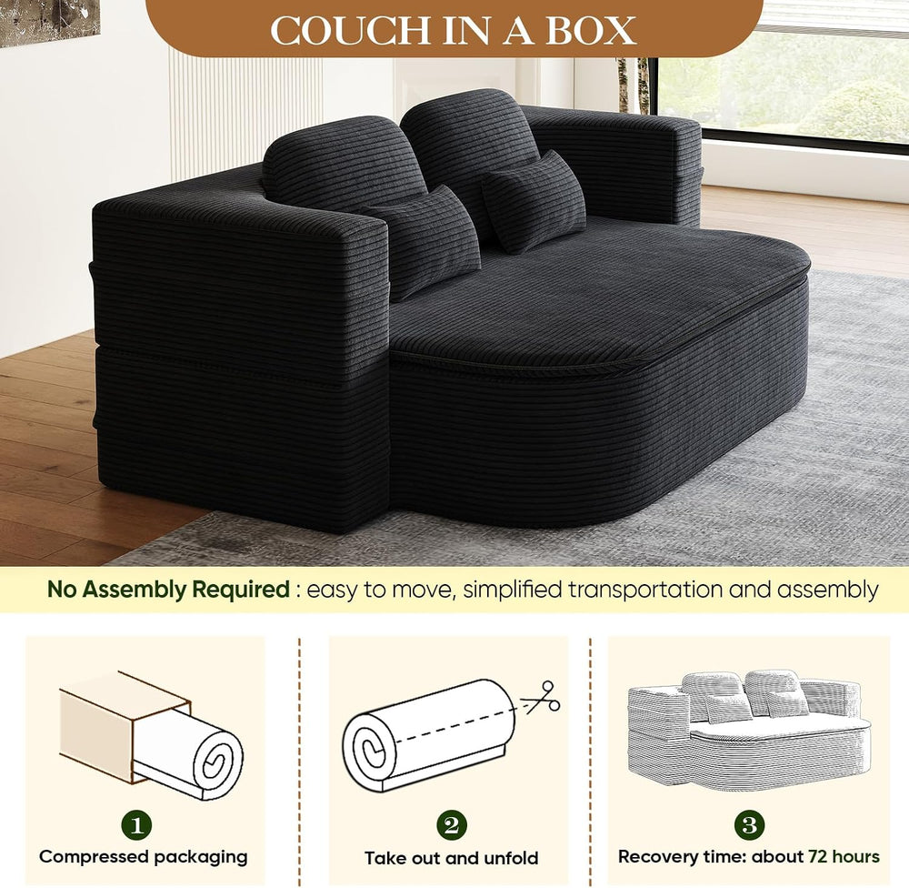 Antetek Convertible Sleeper Sofa, Modern Folding Futon Corduroy Floor Foam Co...