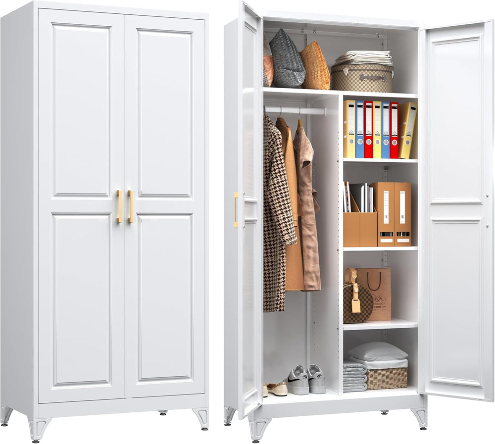SteeLoong Armoire Wardrobe Closet,71" H Wardrobe Cabinet with Hanging Rod