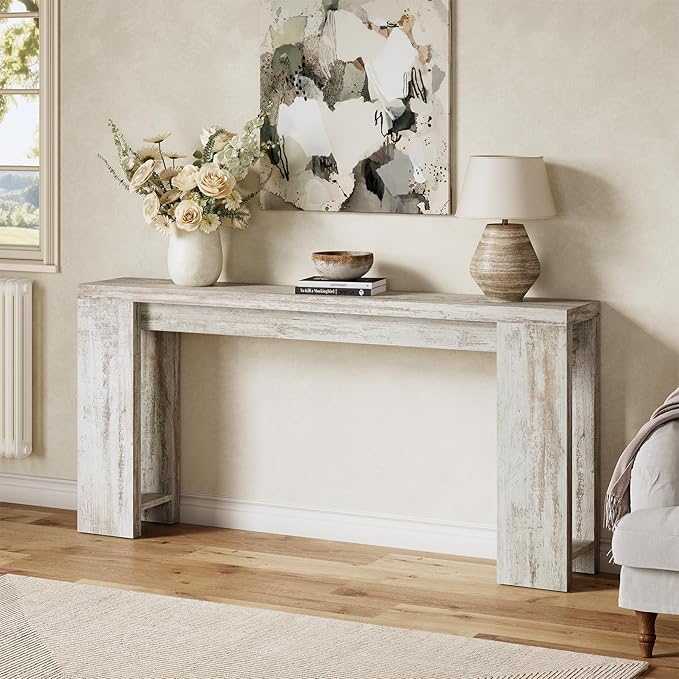 LITTLE TREE 70.9-Inch Entryway Table, Long Narrow Farmhouse Sofa Console Tabl...