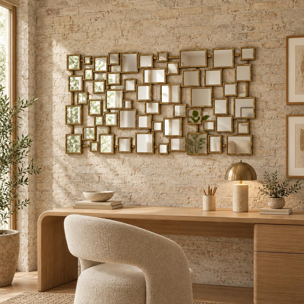 Large Modern Accent Wall Mirror for Living Room Gold 23.6"x47" Meta...