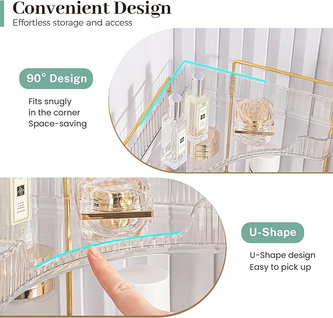 Aveniee Corner Bathroom Counter Organizer, 3 Tier Makeup Perfume Storage