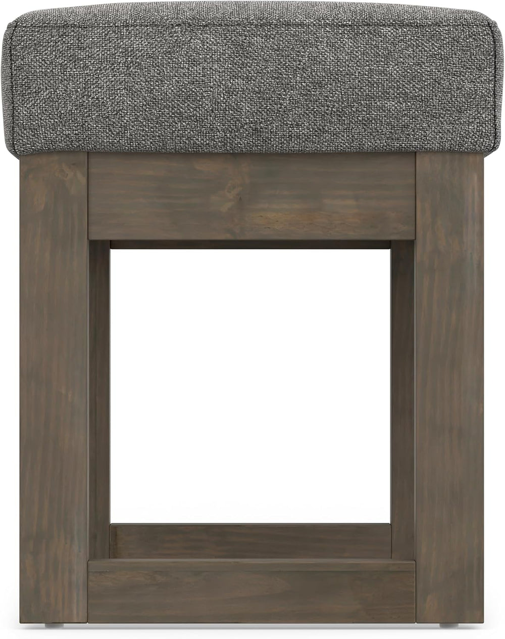 SIMPLIHOME Milltown 27" Wide Linen Look Rectangle Ottoman in Grey