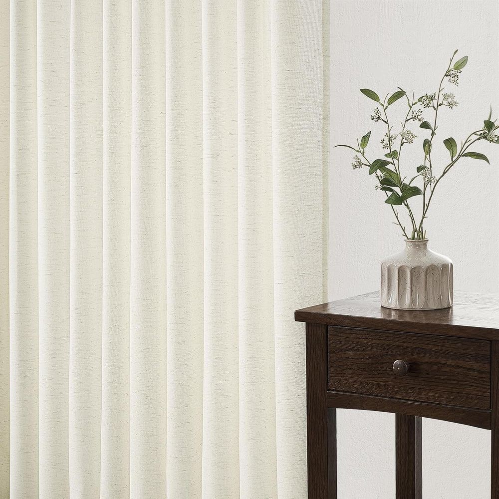 Topfinel Natural Pinch Pleated Linen Curtains 84 Inch Length 2 Panels for Bed...