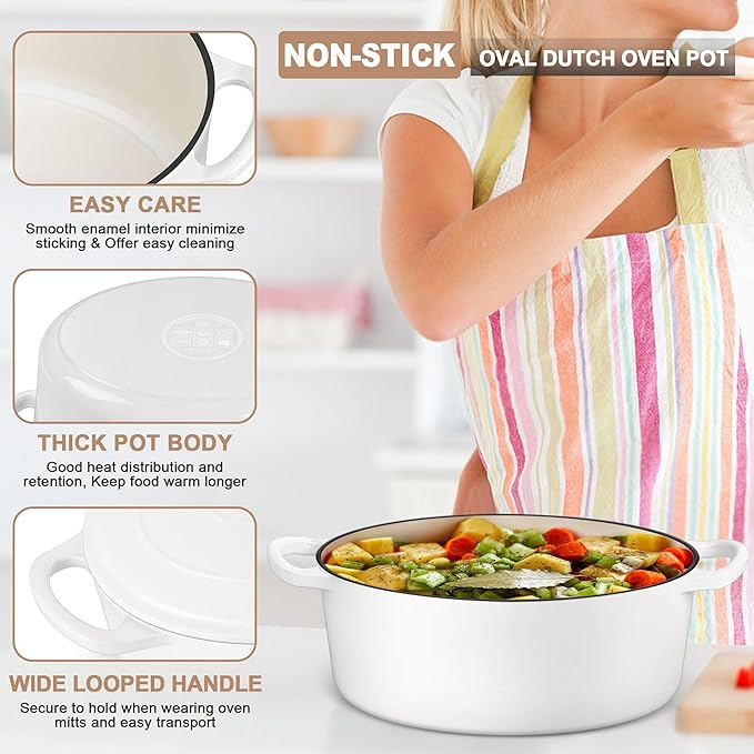 E-far 7QT Oval Dutch Oven Pot
