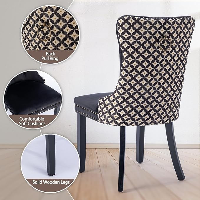 Velvet Dining Chairs Set of 2, High-end Tufted Upholstered Dining Chair with ...