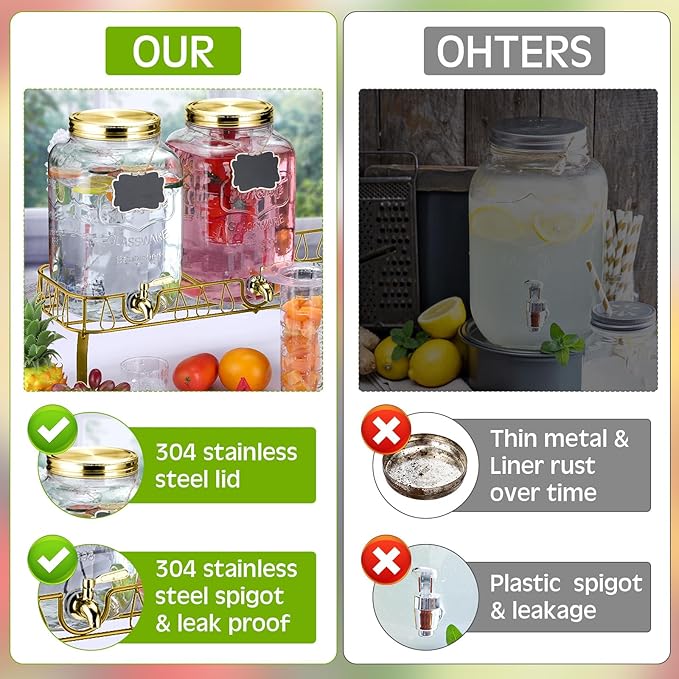 Lallisa 3 Pcs 2.5 Gallon Beverage Dispensers