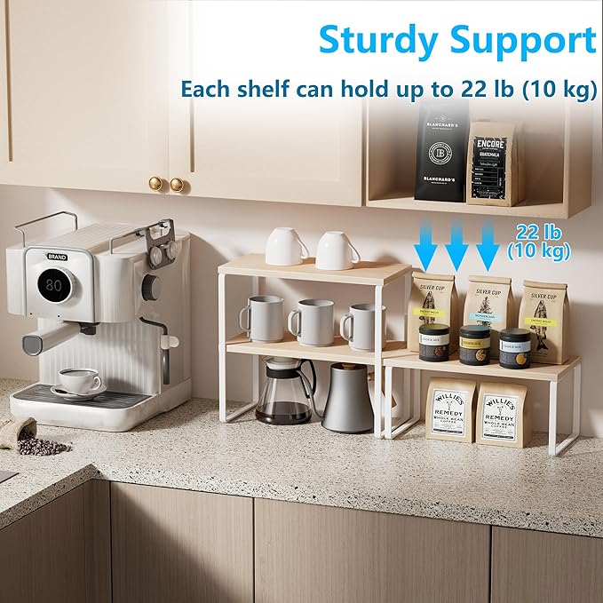 Golener Countertop Organizer Corner Shelf, 2-Tier Adjustable Stackable Corner