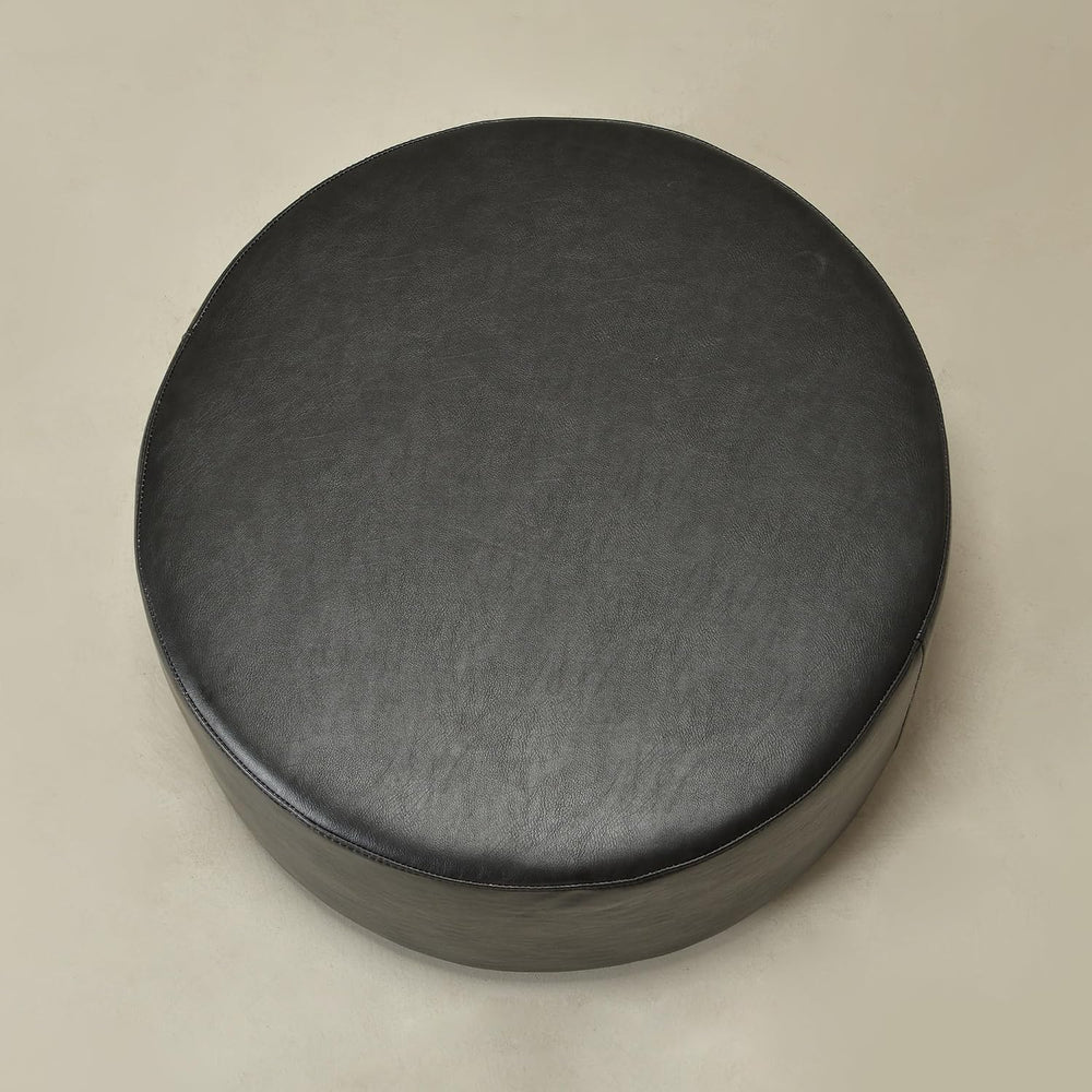 KINWELL Modern Faux Leather Round Upholstered Ottoman, Multi-Functional Sofa ...