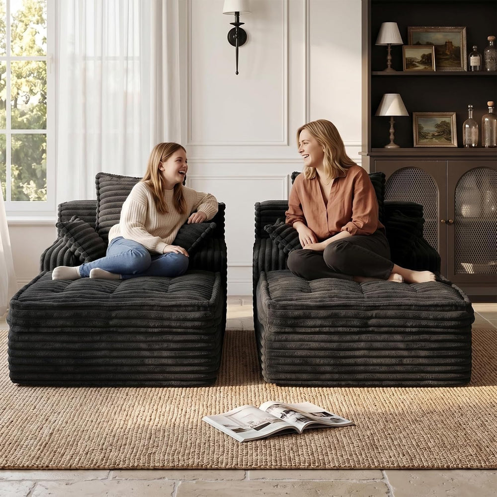 Boneless Chaise Lounge Couch Indoor, Small Corduroy Upholstered Sleeper Sofa ...