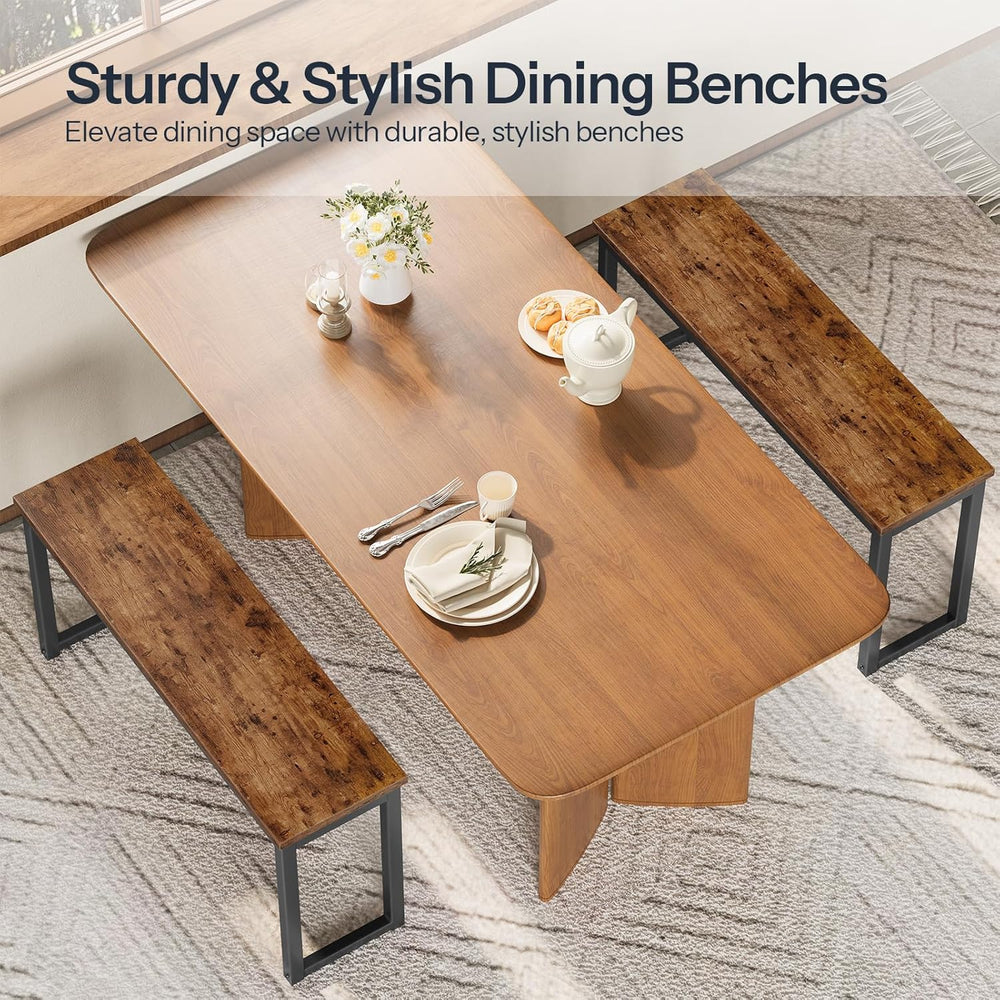 HOOBRO Dining Benches, Pair of 2 Industrial Style Indoor Benches, Durable Met...