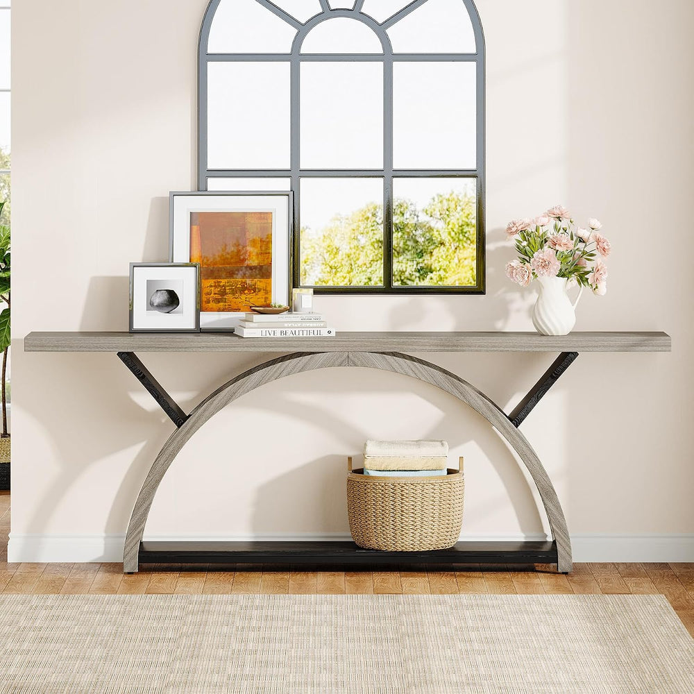 Tribesigns 70.87" Console Table, Industrial Sofa Table Behind Couch with...