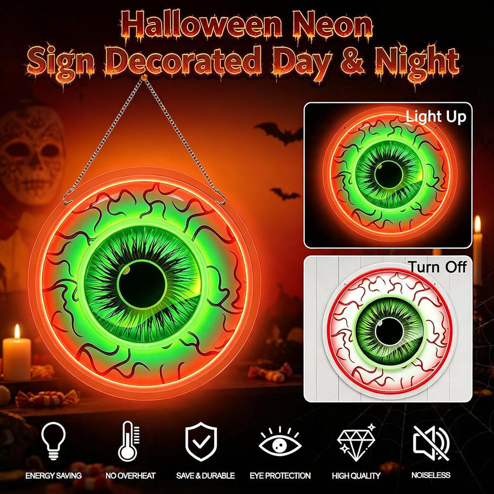 Eyeball Neon Signs Halloween Decorations, Dimmable Neon Lights Wall Decor