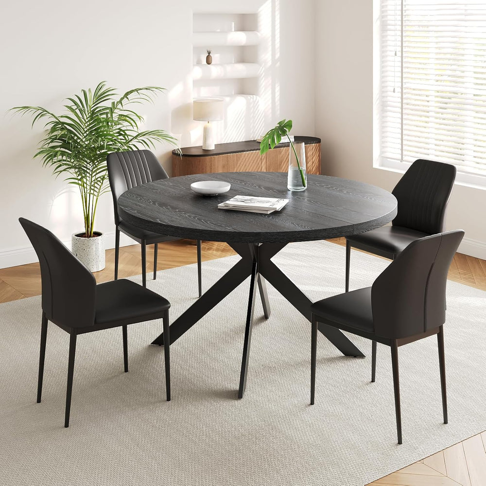 Zerifevni 45.3" Round Dining Table Set for 4, Wooden Round Dining Table ...