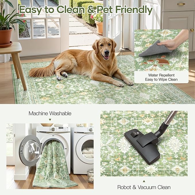 Lofus 3x5 Area Rug for Entryway, Light Green Non Slip Area Rugs for Kitchen