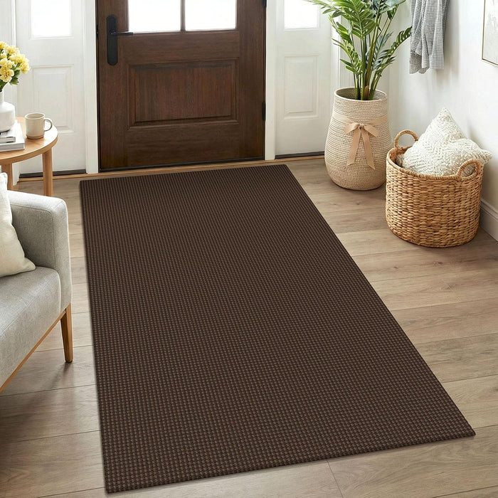 KOZYFLY Rugs for Entryway 3x5 ft Washable Area Rug Non Slip Rubber Backed Entry Rug Woven Indoor Door Mat Cotton Kitchen Rugs Floor Carpet for Entryway, Foyer, Backdoor, Brown/Dark Brown