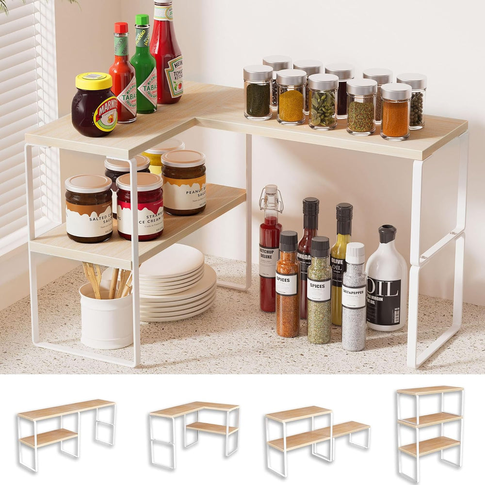 Golener Countertop Organizer Corner Shelf, 2-Tier Adjustable Stackable Corner