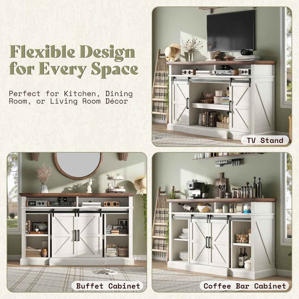 AMERLIFE 4-Piece Farmhouse Living Room Furniture Set with 66" TV Stand, ...