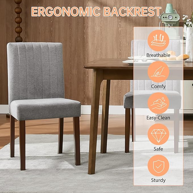 Upholstered Dining Chairs Set of 4, Button Tufted Parsons Chairs with Wood Le...