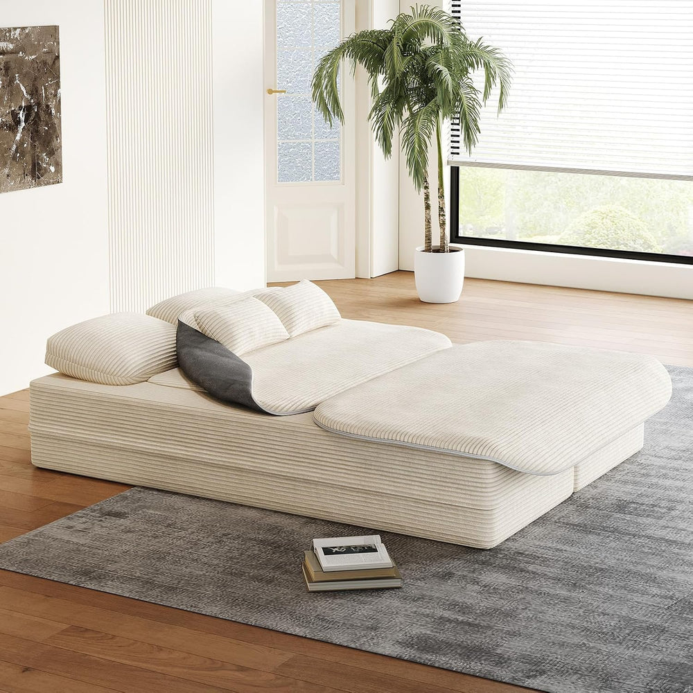 Antetek Convertible Sleeper Sofa, Modern Folding Futon Corduroy Floor Foam Co...