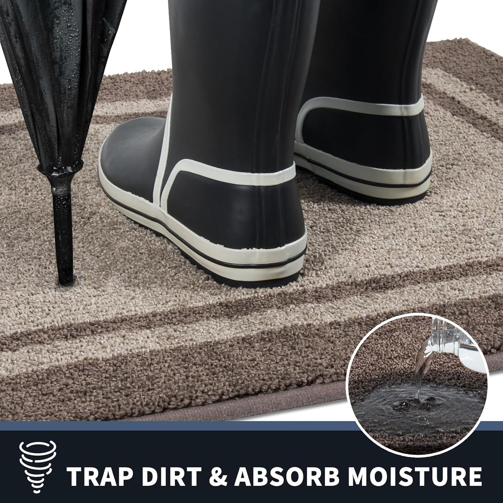 PURRUGS Dirt Trapping Indoor Door Mat, 24" x 36", Beige & Grayi...