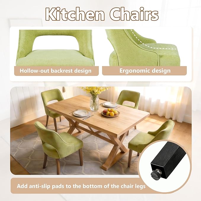 ClinQ Wooden Dining Chairs Set of 2, Modern Fabric Upholstered Kitchen Chairs...