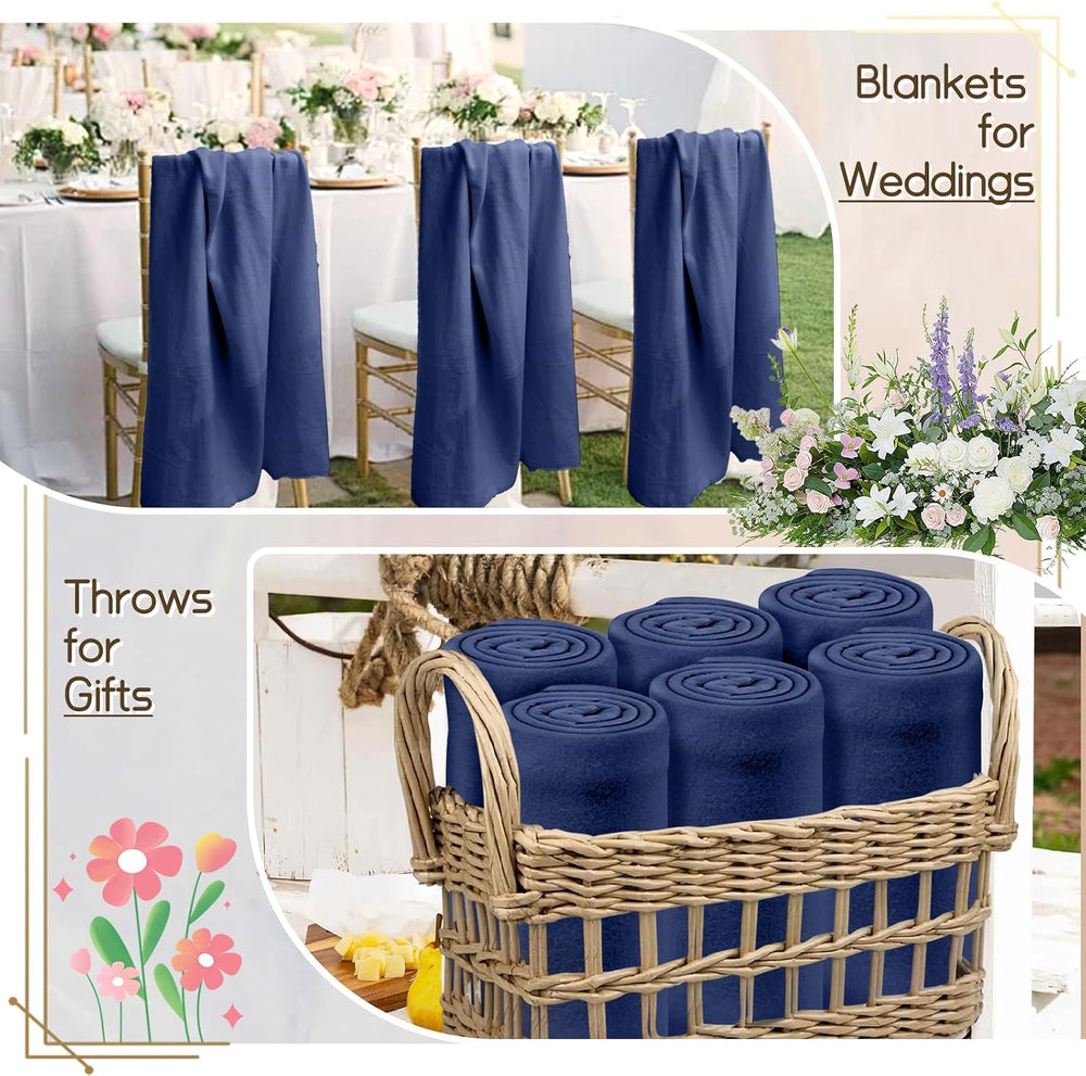 24 Pcs Fleece Blankets Bulk 60 x 50 in, Throw Blankets in Bulk for Wedding, L...