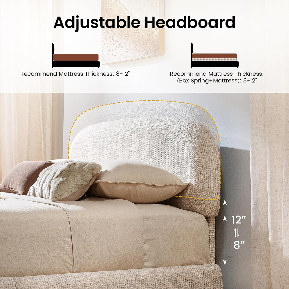 ModernMate Full Lift Up Storage Bed Frame with Adjustable Headboard, Beige