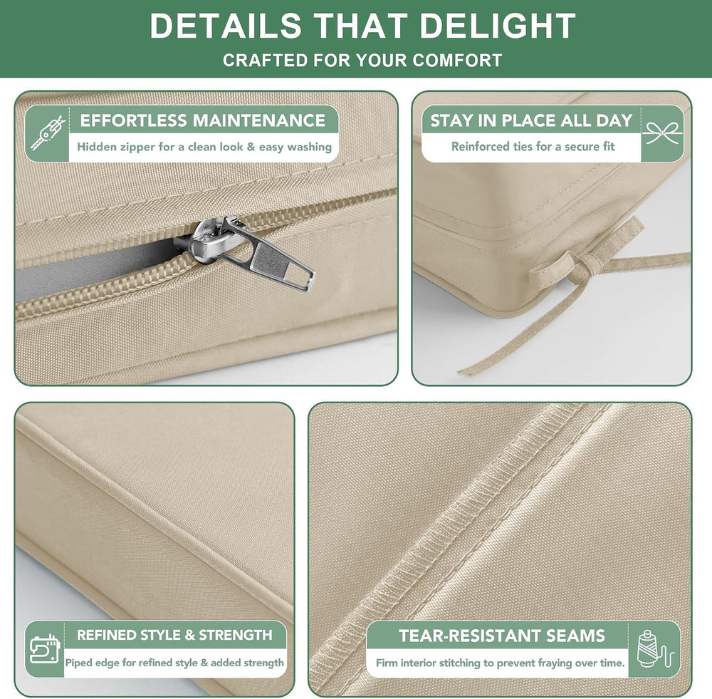 Summsun Outdoor Chair Cushions Set of 4, 24 x 24 Inch, Cream