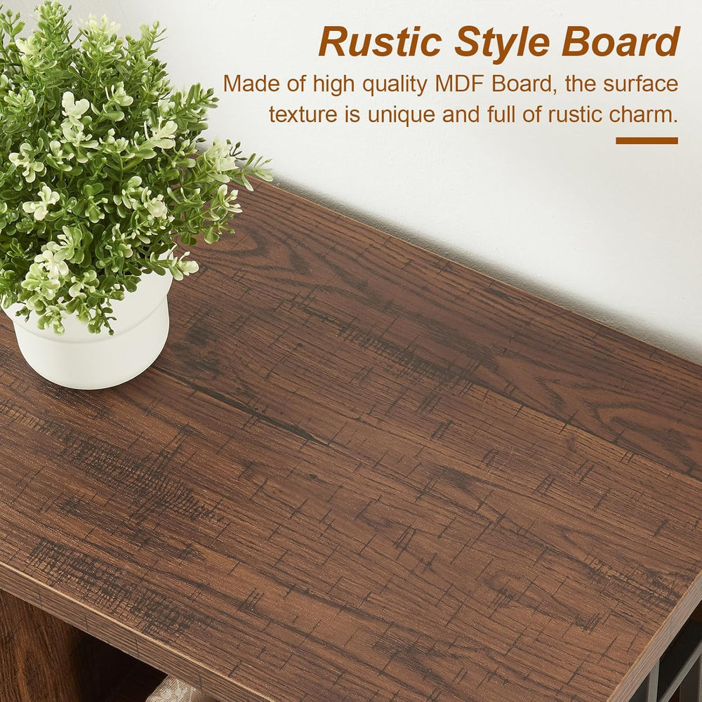 HOMISSUE Sofa Console Table, Rustic Console Table with 3-Tier Storage, Engine...