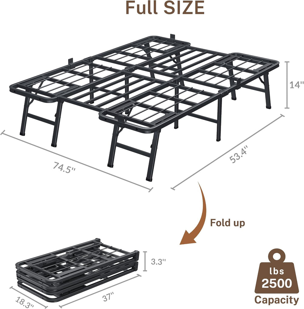 VIPSHOW 14 Inch Full Metal Folding Bed Frame,Tool-Free Assembly Platform