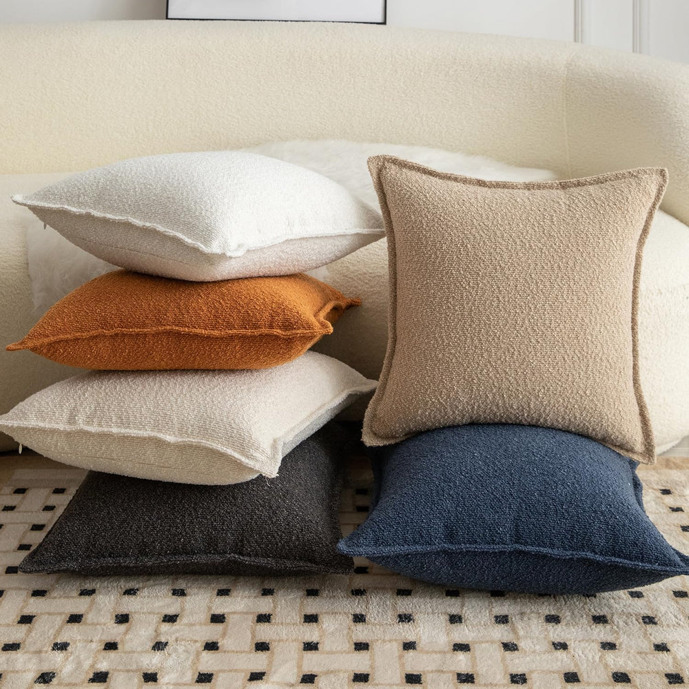 MANDIOO Pack of 2 Decorative Throw Pillow Covers Accent Solid Woven Textured ...
