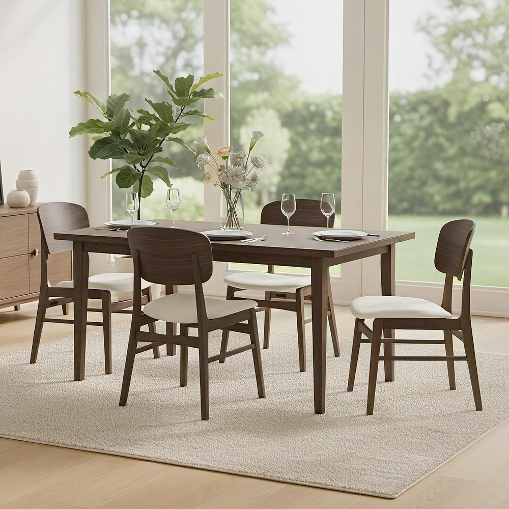 Wooden Dining Chairs Set of 4, Upholstered Modern Dining Room Chairs, Mid Cen...