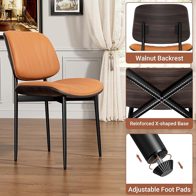 Dining Chairs Set of 2, Mid Century Modern Dining Room and Kitchen Chairs, Up...
