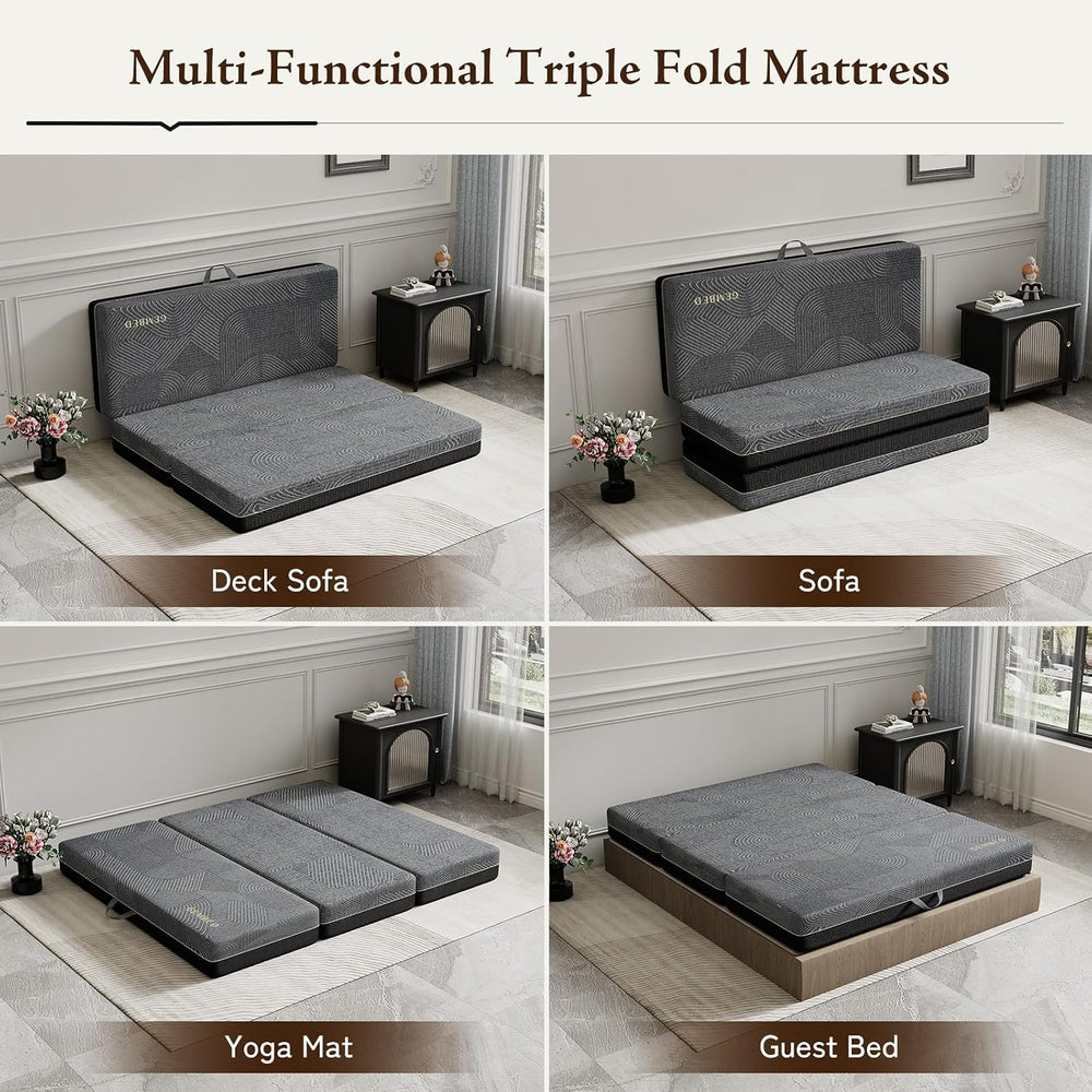 GEMBED Tri Folding Mattress Full Size - 6 Inch Foldable Floor Sofa Bed