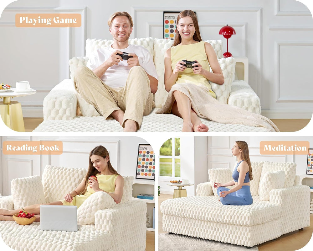 Jocisland 58 Inch Oversized Chaise Lounge, Plush Sofa Bed with Throw Pillows ...