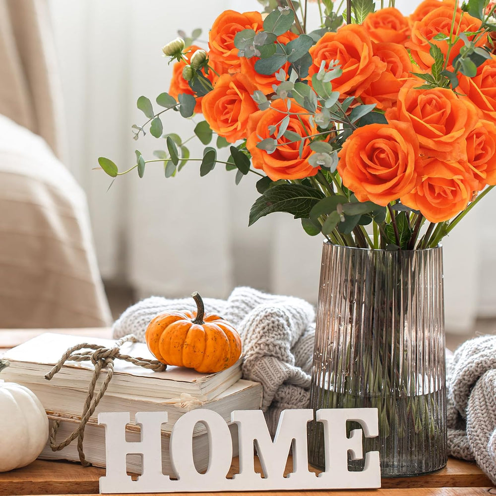36 Pcs Orange Artificial Roses with Long Stems