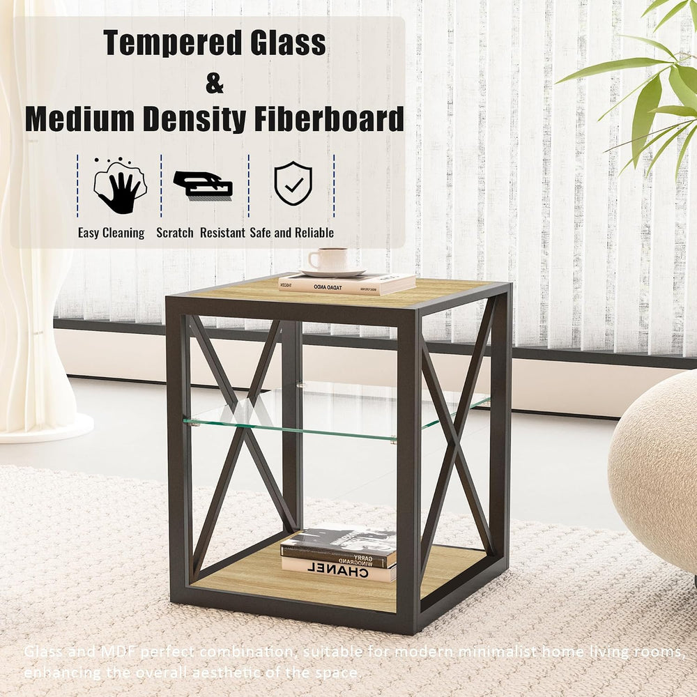 Modern End Table Set of 2 for Living Room 17.7" Bedroom Nightstand, Temp...