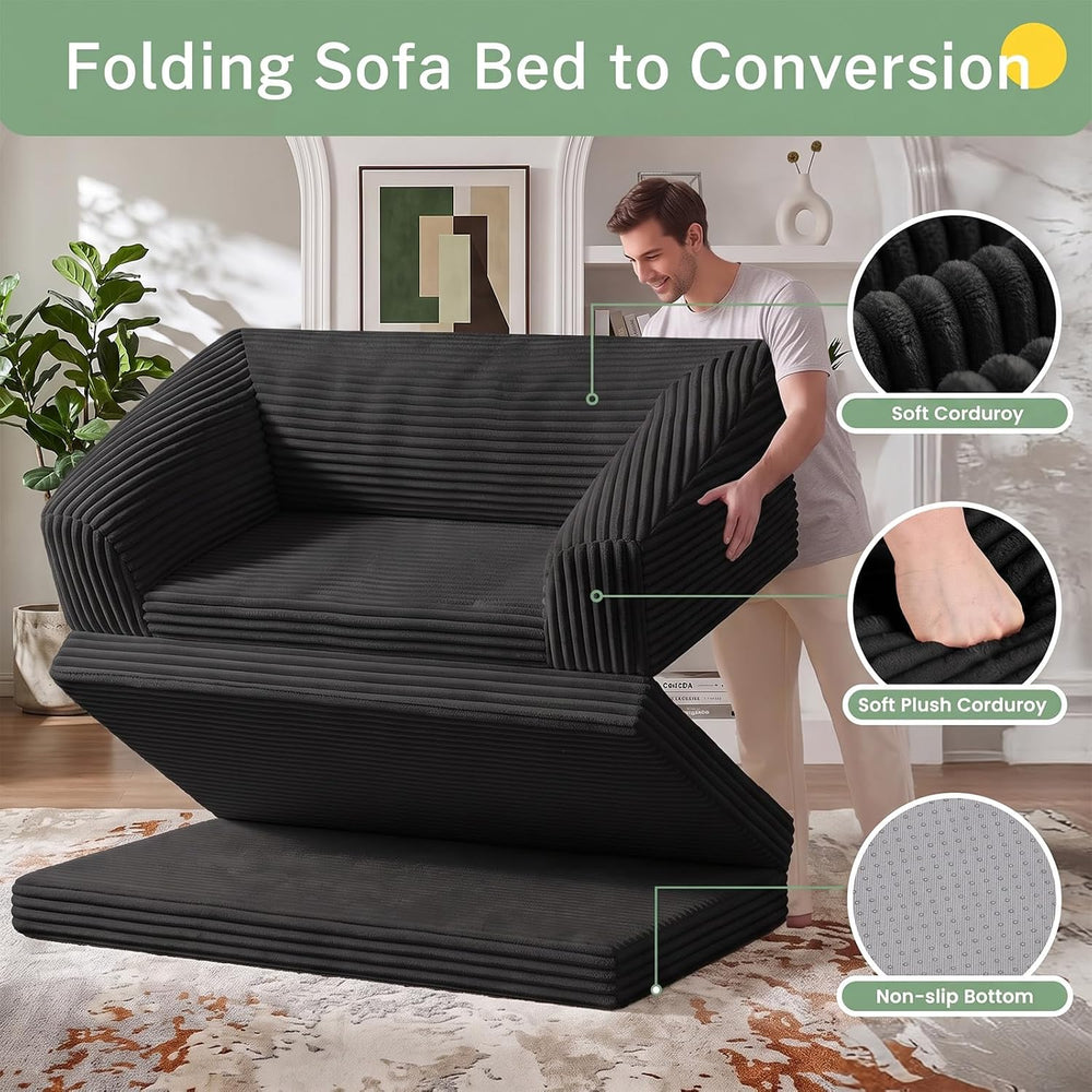 Convertible Sofa Bed, Boneless Loveseat Sleeper Folding Couch Bed with Backre...