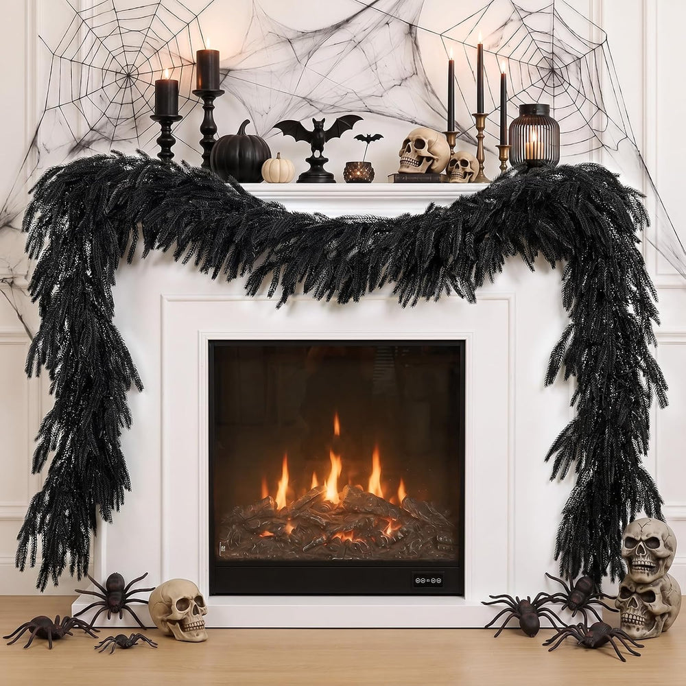 N&T NIETING 9FT Black Garland Artificial Norfolk Pine Garland Real Touch ...