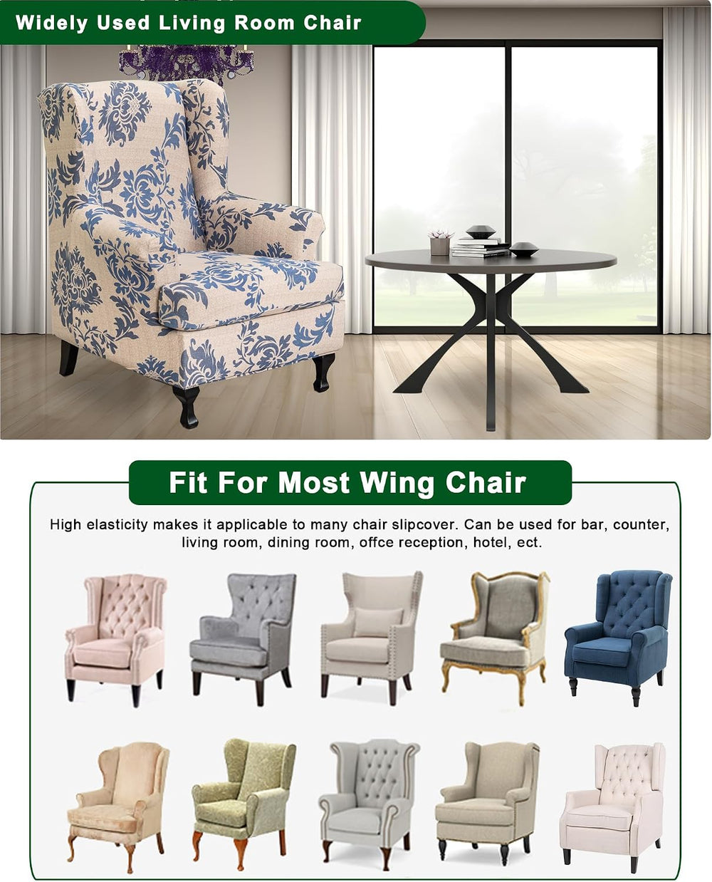CRFATOP Wingback Chair Covers Stretch Armchair Slipcovers for Living Room