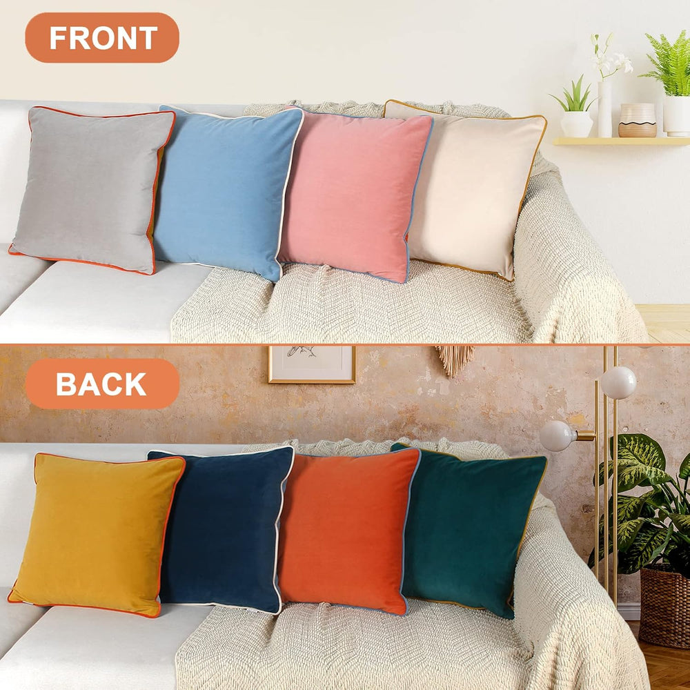 Velvet Throw Pillow Covers 20x20 Inch Set of 4 Decorative Velour Pillowcases ...
