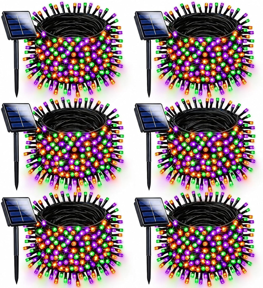 Solar Halloween Lights String 6 Pack 234 FT 600 LED Orange Purple and Green