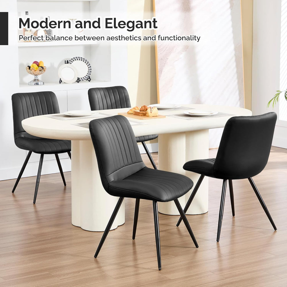 Dining Chairs Set of 4, Modern Dining Chairs with Thick Cushions, PU Leather ...