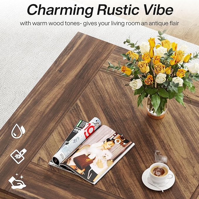 Tribesigns Square Coffee Table, Wood Center Table for Living Room, 31.5"...