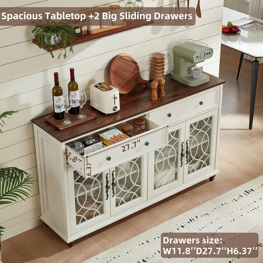 Joaxswe Farmhouse Sideboard Buffet Cabinet with Storage,59" Large Creden...