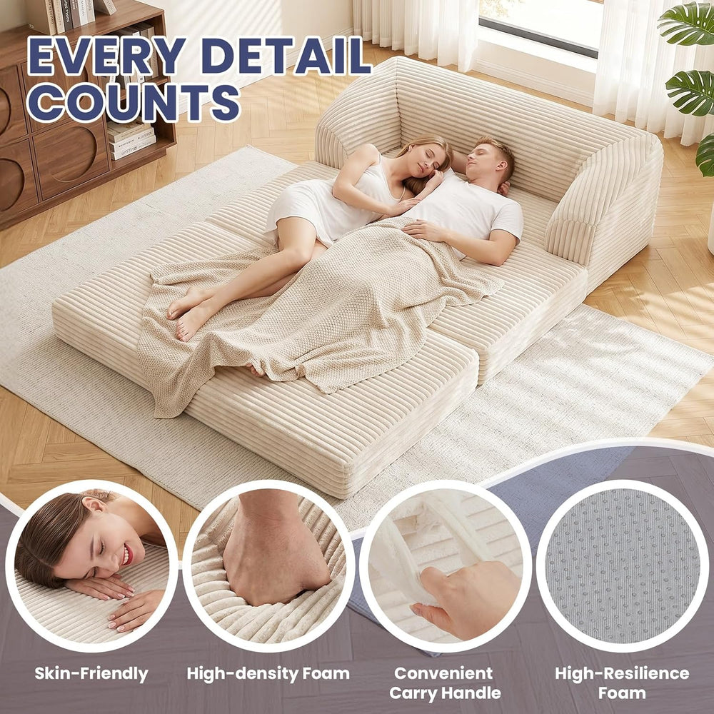 JUIKURY Convertible Sofa Bed, 3-in-1 Foldable Loveseat Couch with Armrest, Co...